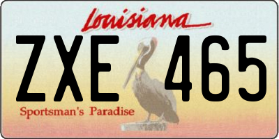 LA license plate ZXE465