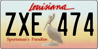 LA license plate ZXE474