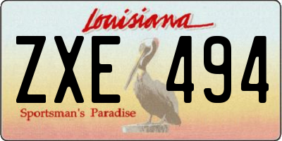 LA license plate ZXE494