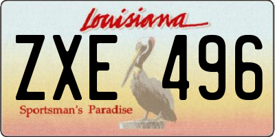 LA license plate ZXE496