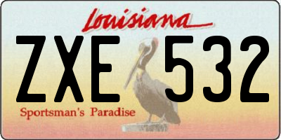 LA license plate ZXE532