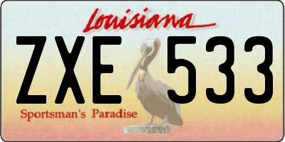 LA license plate ZXE533