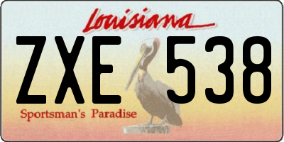 LA license plate ZXE538