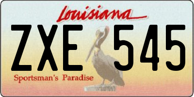 LA license plate ZXE545