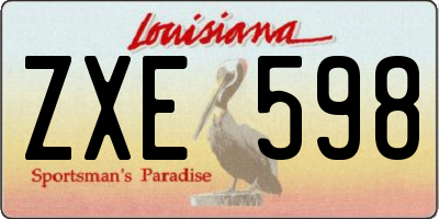 LA license plate ZXE598