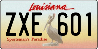 LA license plate ZXE601