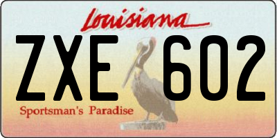 LA license plate ZXE602