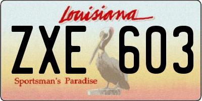 LA license plate ZXE603