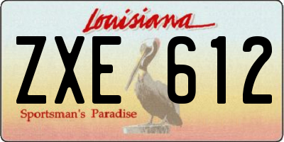 LA license plate ZXE612