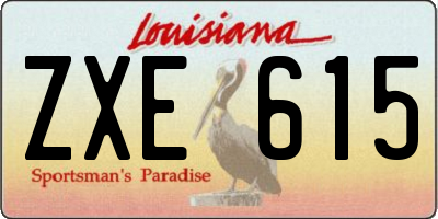 LA license plate ZXE615