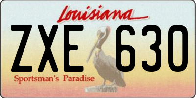 LA license plate ZXE630