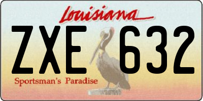 LA license plate ZXE632