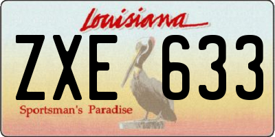 LA license plate ZXE633