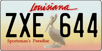 LA license plate ZXE644