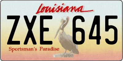 LA license plate ZXE645