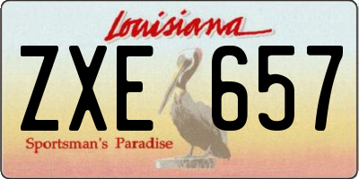 LA license plate ZXE657