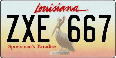 LA license plate ZXE667