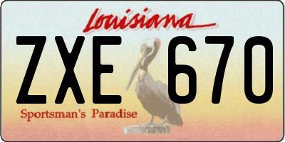 LA license plate ZXE670