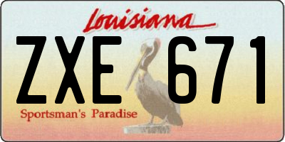 LA license plate ZXE671