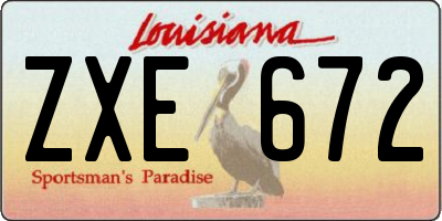 LA license plate ZXE672