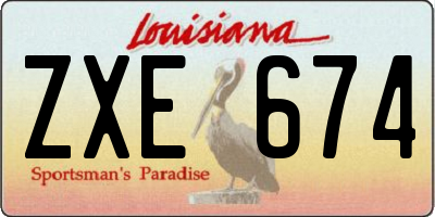 LA license plate ZXE674