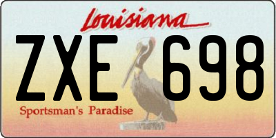 LA license plate ZXE698