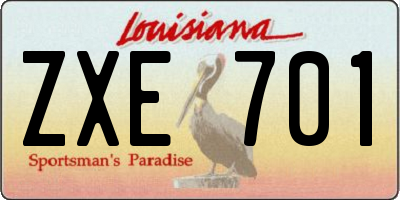 LA license plate ZXE701