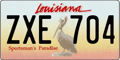 LA license plate ZXE704