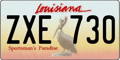 LA license plate ZXE730