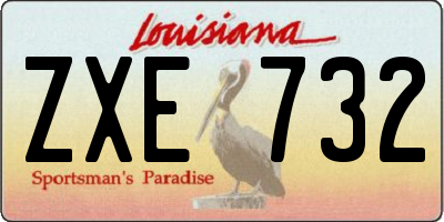 LA license plate ZXE732