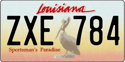 LA license plate ZXE784