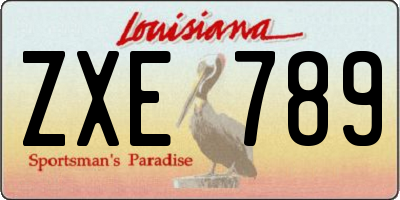 LA license plate ZXE789