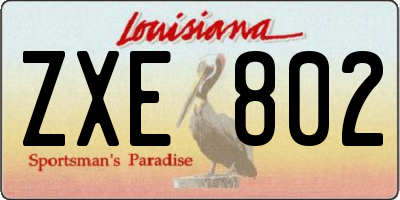 LA license plate ZXE802