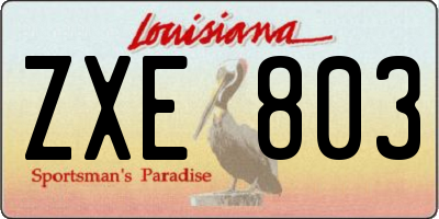 LA license plate ZXE803