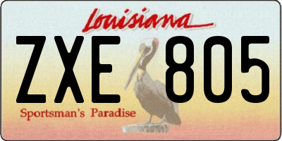 LA license plate ZXE805