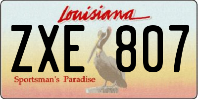 LA license plate ZXE807