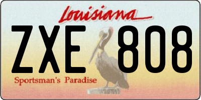 LA license plate ZXE808