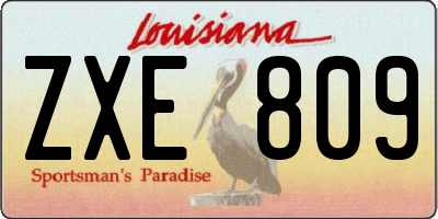 LA license plate ZXE809