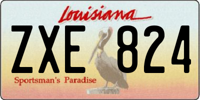 LA license plate ZXE824