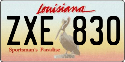 LA license plate ZXE830