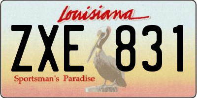 LA license plate ZXE831