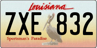 LA license plate ZXE832