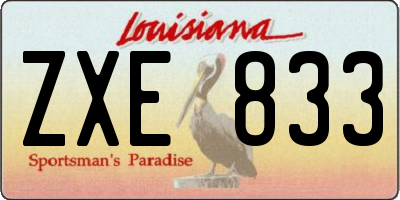 LA license plate ZXE833