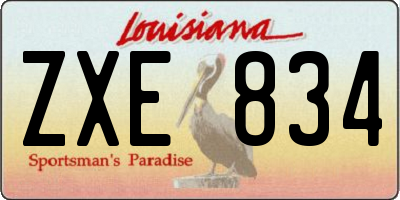 LA license plate ZXE834