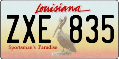 LA license plate ZXE835