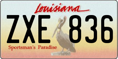 LA license plate ZXE836