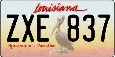 LA license plate ZXE837