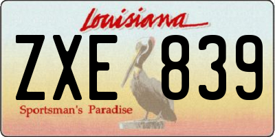 LA license plate ZXE839