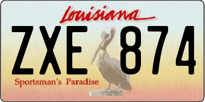 LA license plate ZXE874