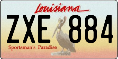 LA license plate ZXE884